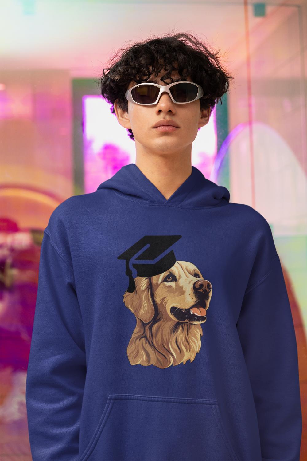 Men's Graduate Labrador Hoodie Sweatshirt White by ZealforTee