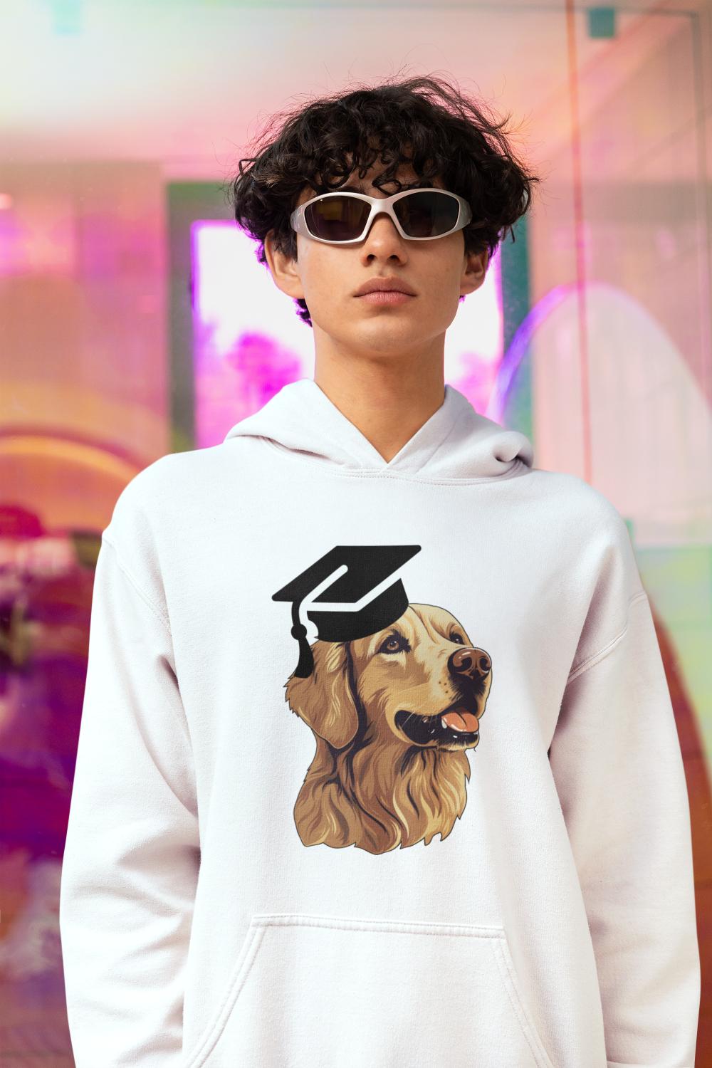 Men's Graduate Labrador Hoodie Sweatshirt Red by ZealforTee
