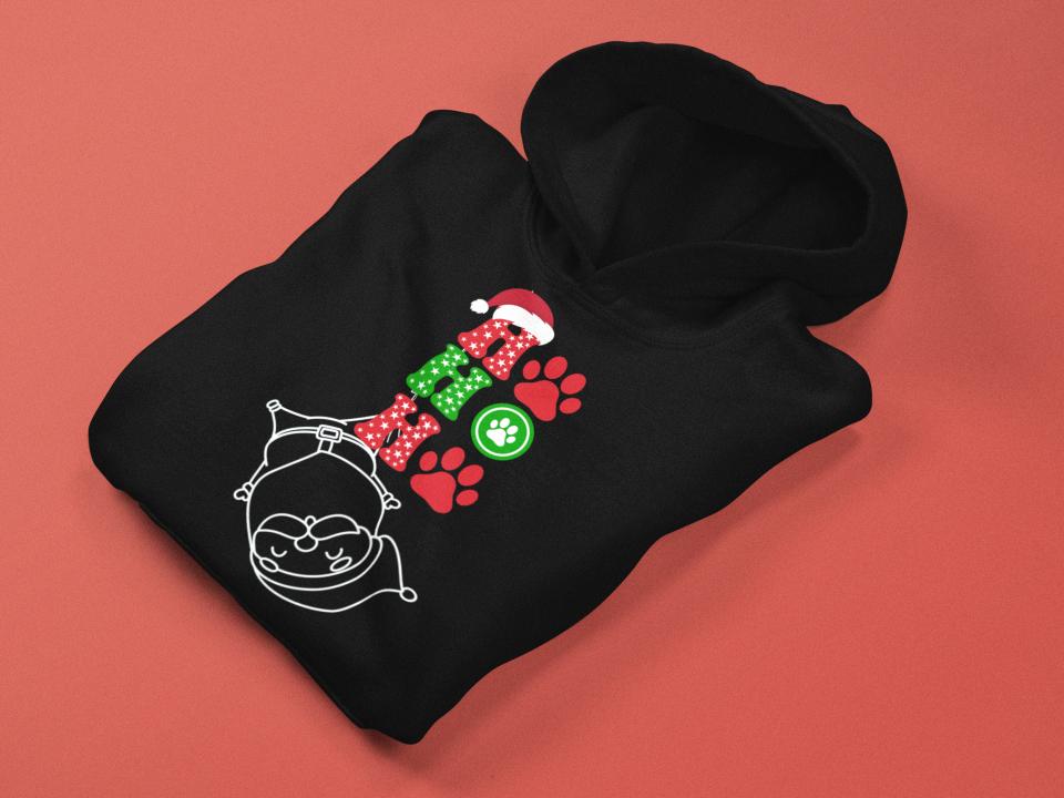 Men's Hanging Santa Hoodie Sweatshirt Black by ZealforTee