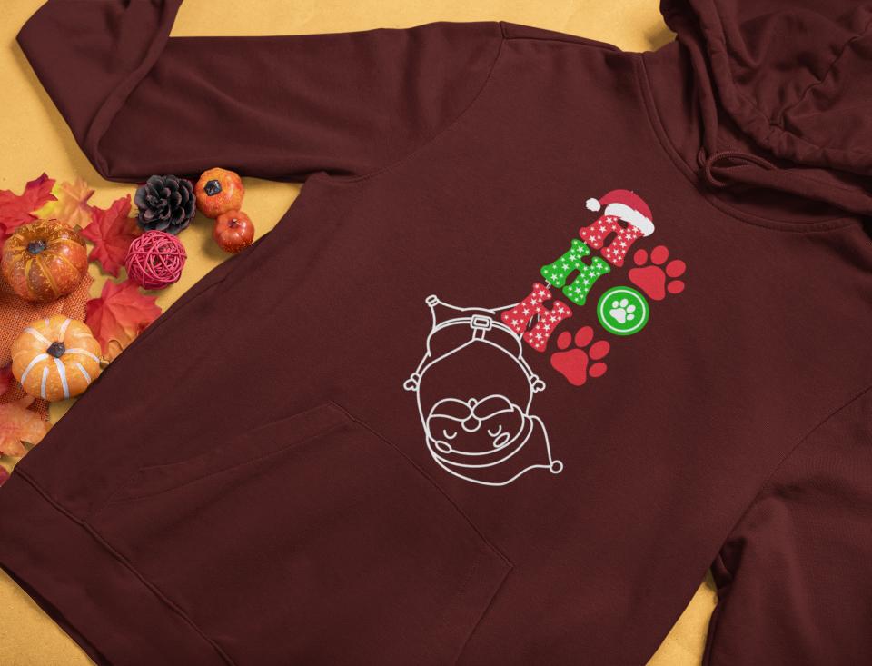 Men's Hanging Santa Hoodie Sweatshirt Maroon by ZealforTee