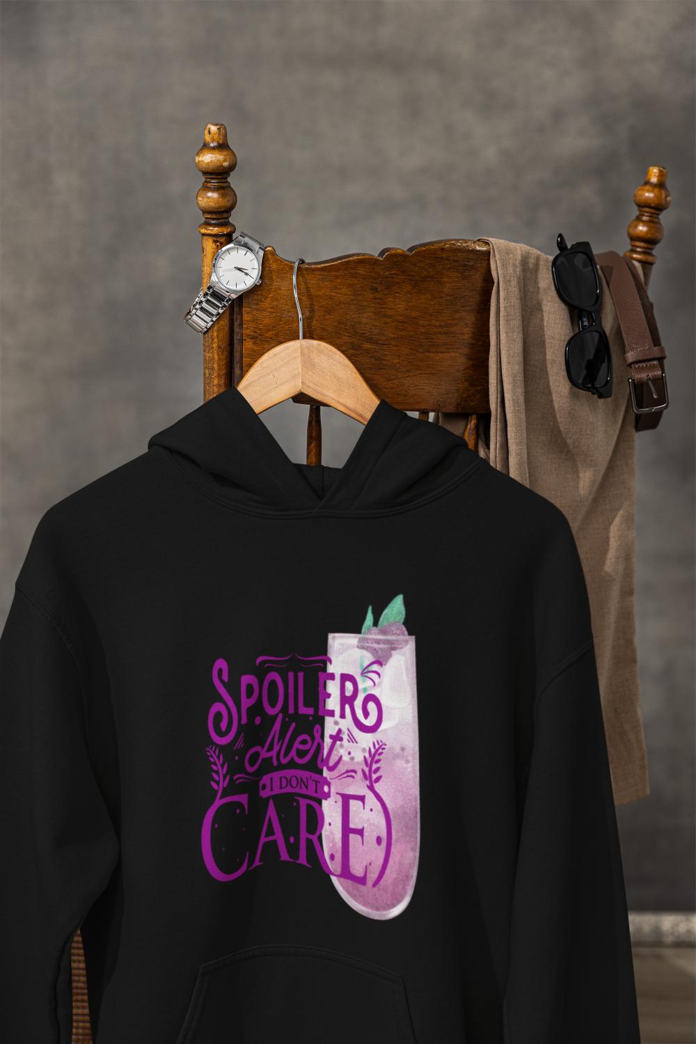 Men's Spoiler Alert Typography Hoodie Sweatshirt Light Baby Pink by ZealforTee