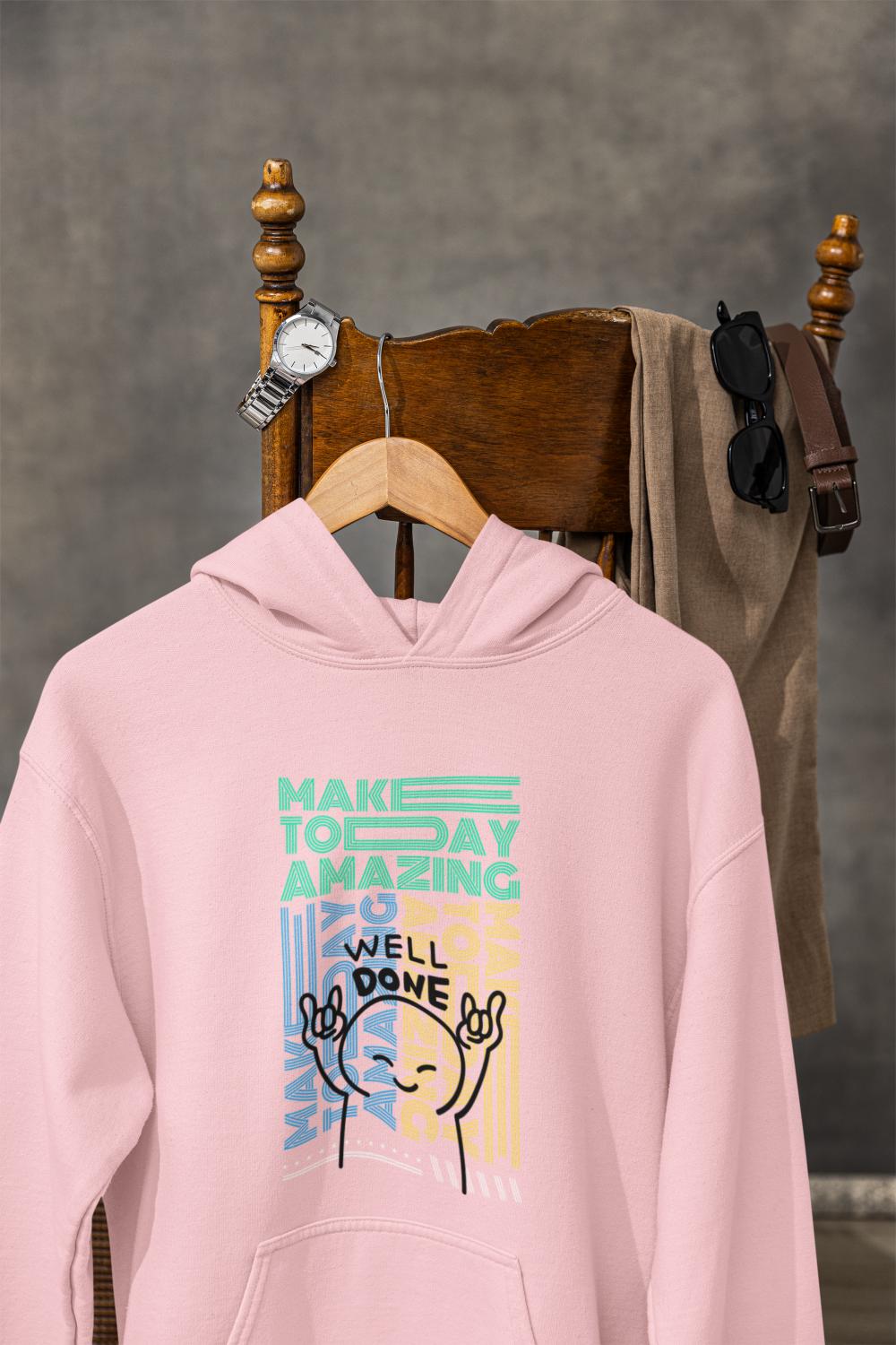 Men's Amazing Typography Hoodie Sweatshirt Light Baby Pink by ZealforTee