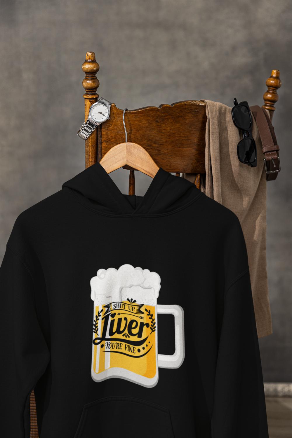 Men's Beer Typography Hoodie Sweatshirt Black by ZealforTee