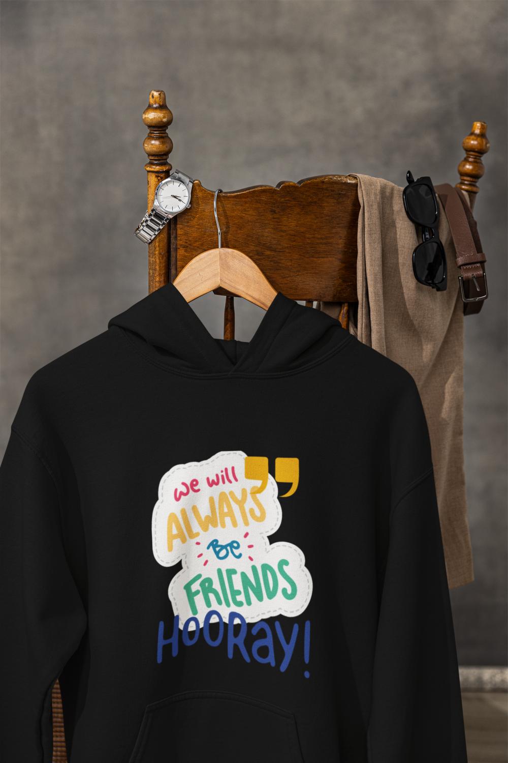 Men's Always Friends Typography Hoodie Sweatshirt Royal Blue by ZealforTee