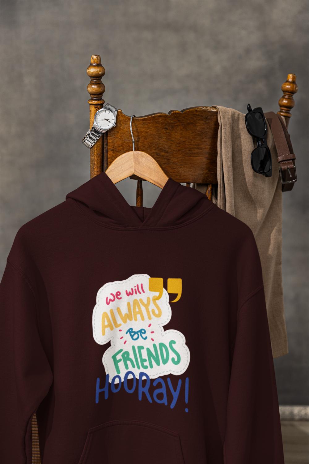Men's Always Friends Typography Hoodie Sweatshirt Royal Blue by ZealforTee