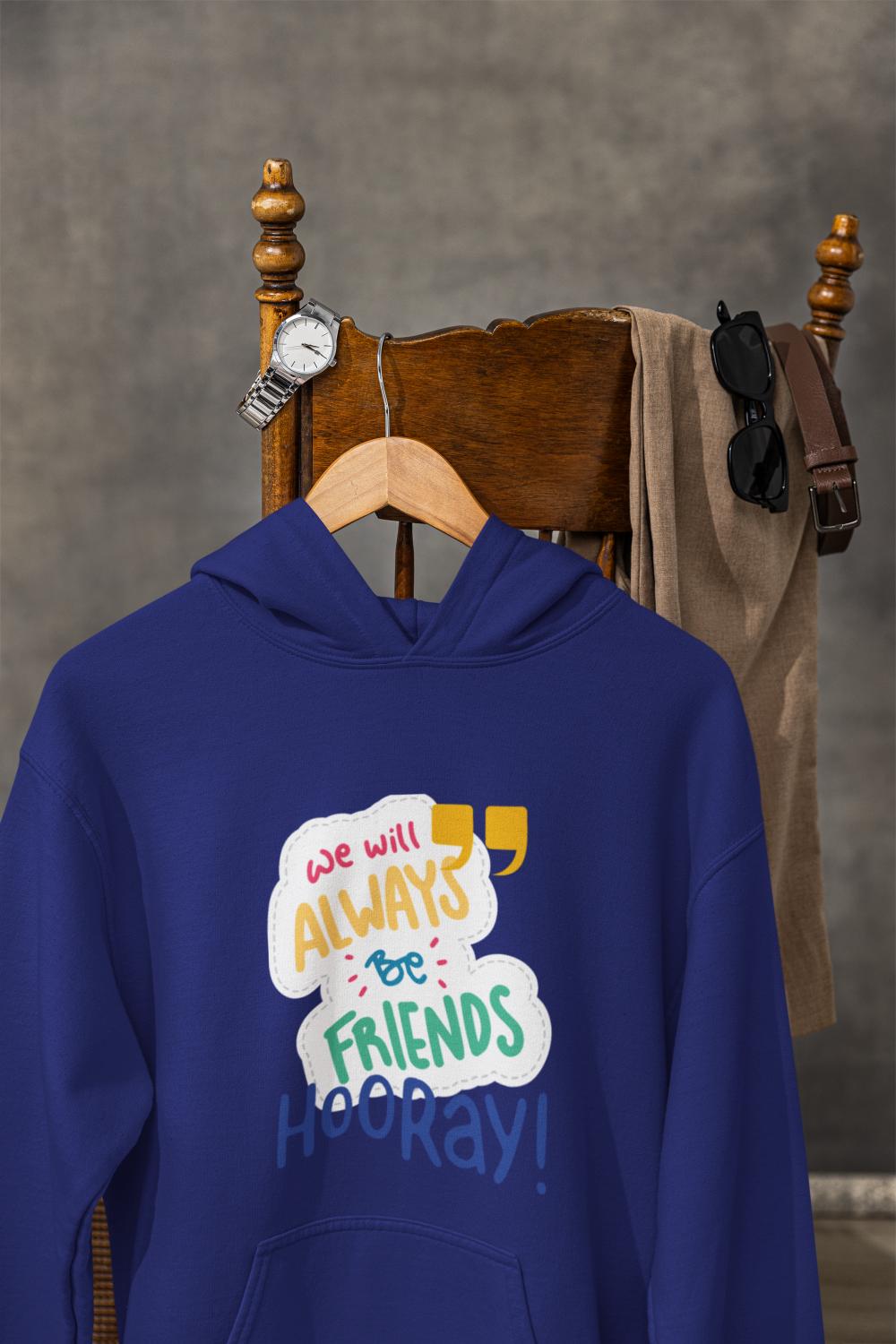 Men's Always Friends Typography Hoodie Sweatshirt Royal Blue by ZealforTee