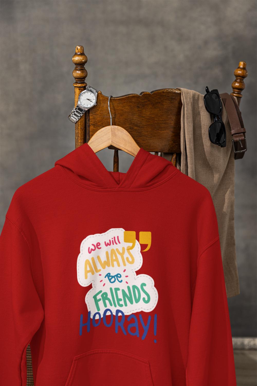 Men's Always Friends Typography Hoodie Sweatshirt Black by ZealforTee