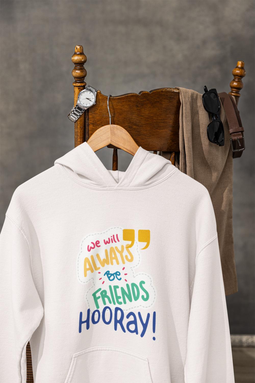 Men's Always Friends Typography Hoodie Sweatshirt Black by ZealforTee