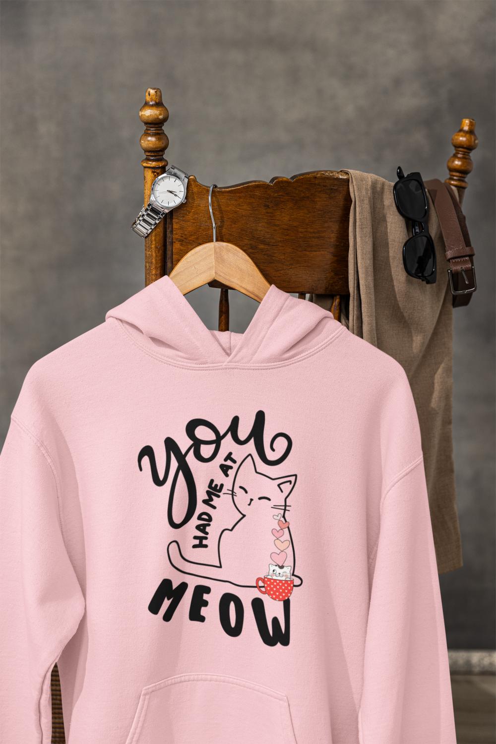 Men's Meow Typography Hoodie Sweatshirt Red by ZealforTee