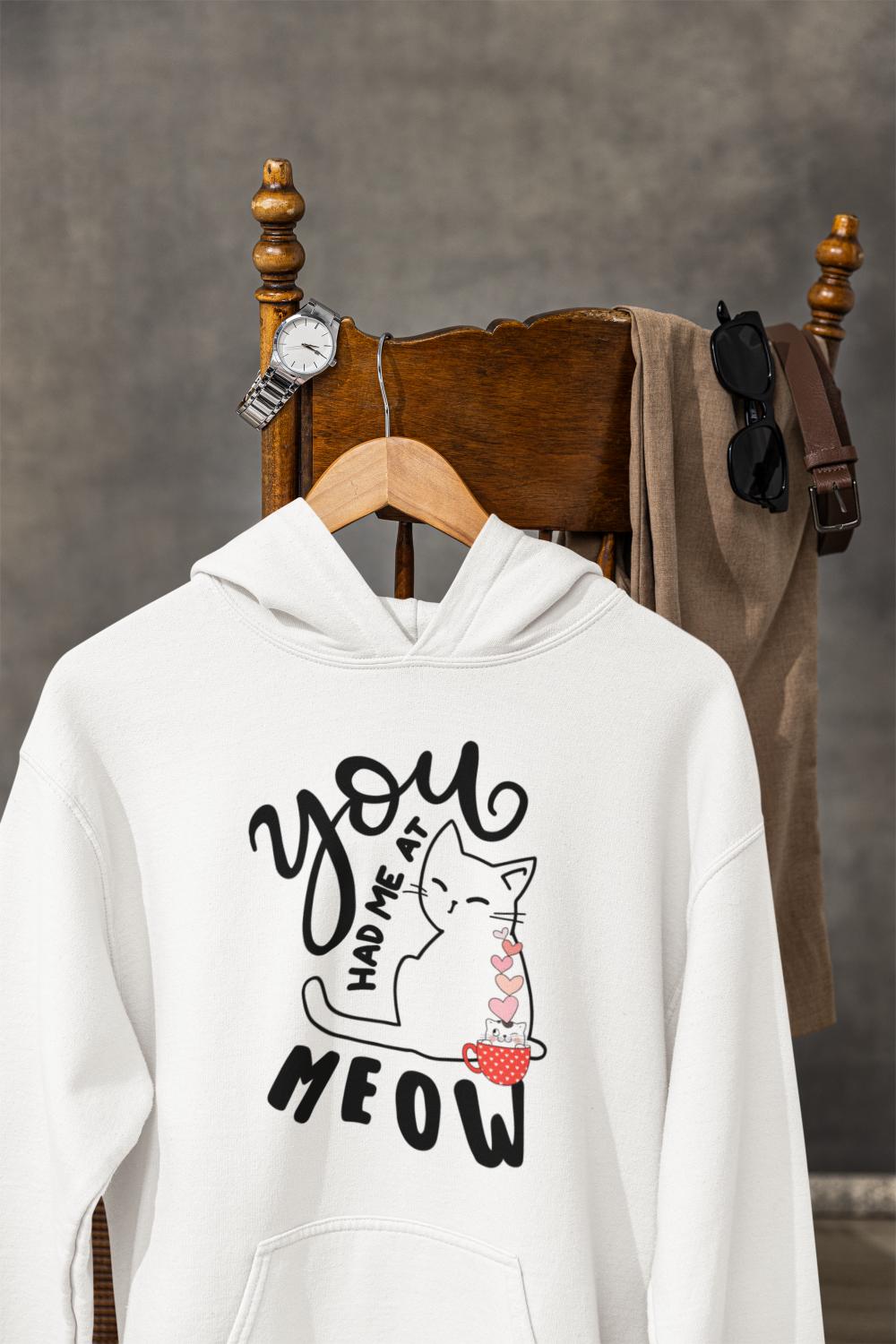 Men's Meow Typography Hoodie Sweatshirt Red by ZealforTee