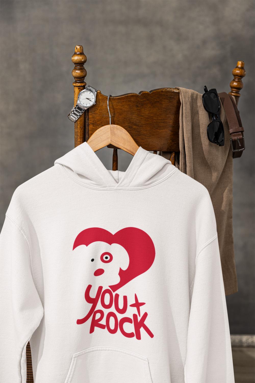 Men's You Rock Typography Hoodie Sweatshirt White by ZealforTee