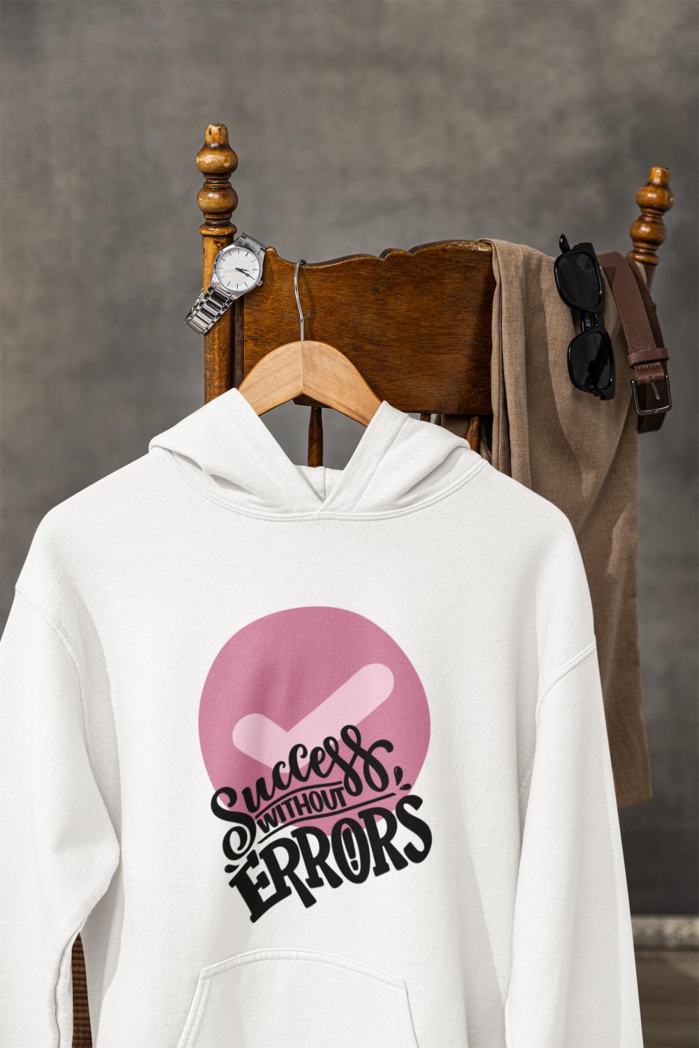 Men's Success Typography Hoodie Sweatshirt White by ZealforTee