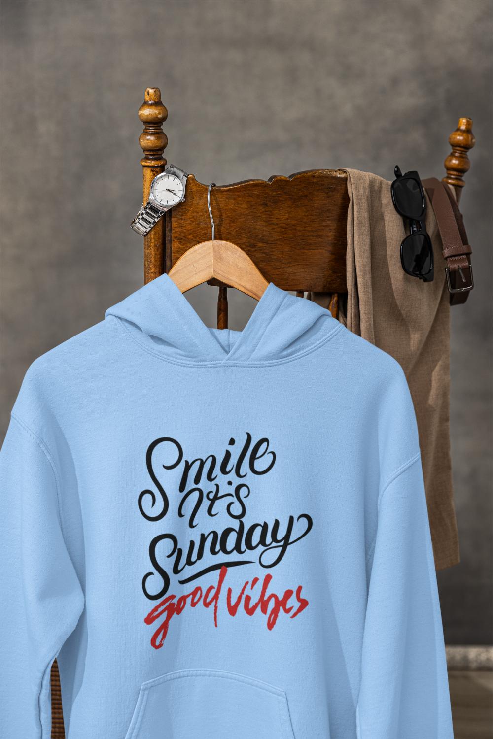 Men's Sunday Smile Typography Hoodie Sweatshirt Mint by ZealforTee