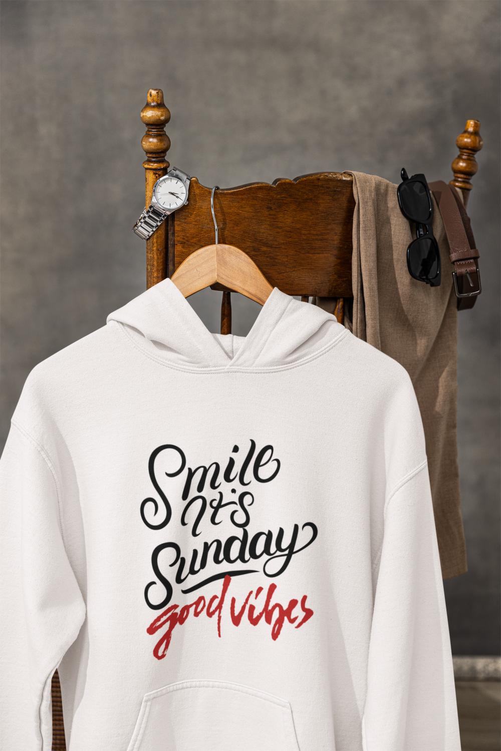 Men's Sunday Smile Typography Hoodie Sweatshirt Mint by ZealforTee