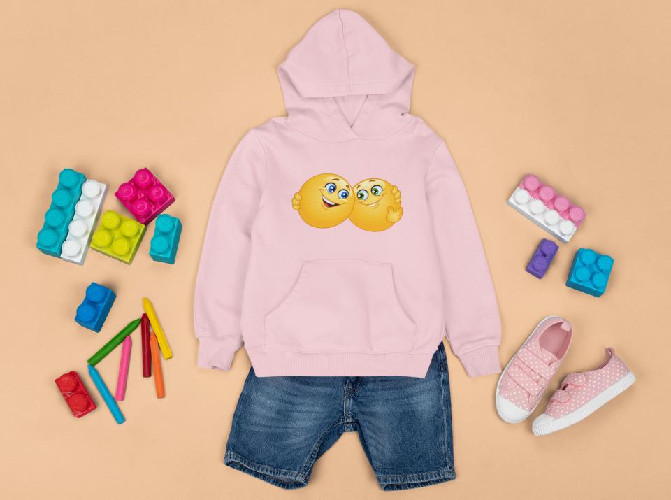 Boy's Happy Hugging Emoji Hoodie Sweatshirt Red by ZealforTee