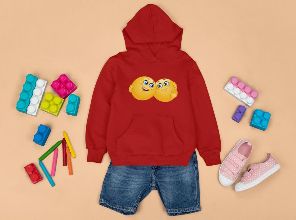 Boy's Happy Hugging Emoji Hoodie Sweatshirt Black by ZealforTee