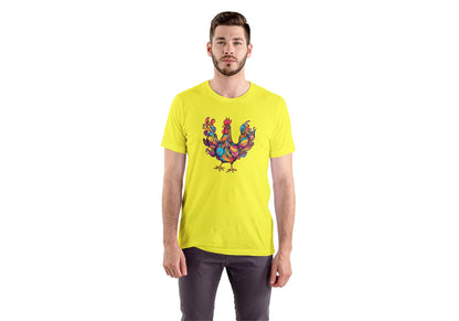 Men's Round Neck Hen T-shirt New Yellow by ZealforTee