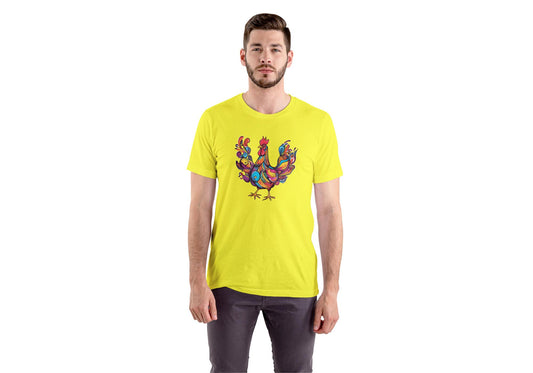 Men's Round Neck Hen T-shirt New Yellow by ZealforTee