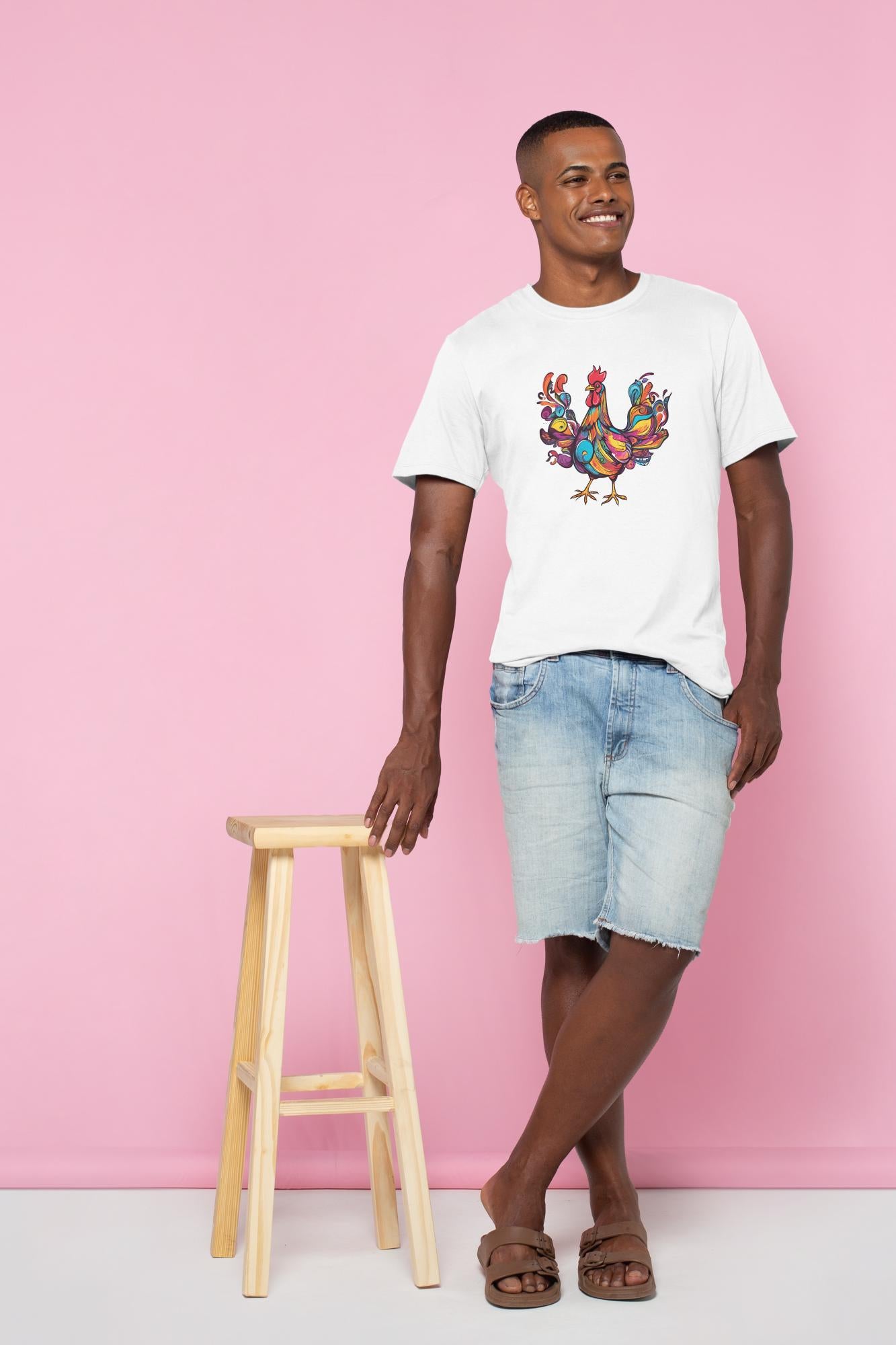 Men's Round Neck Hen T-shirt SkyBlue by ZealforTee