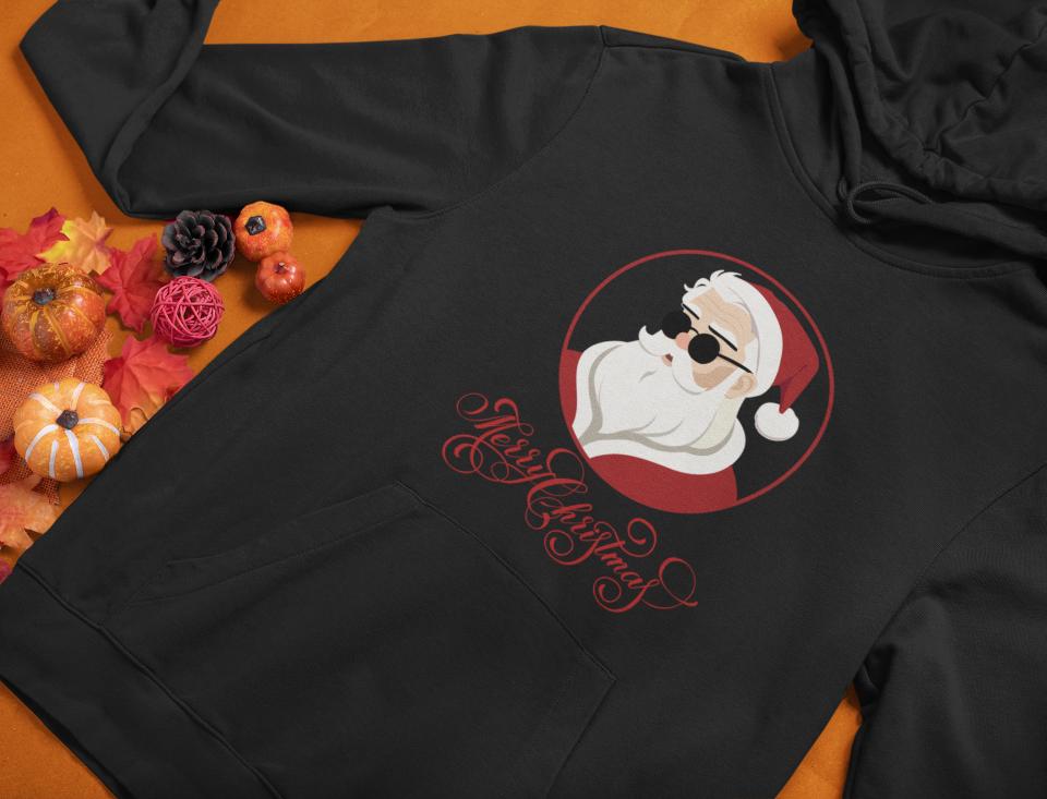 Men's Hipster Santa Hoodie Sweatshirt White by ZealforTee