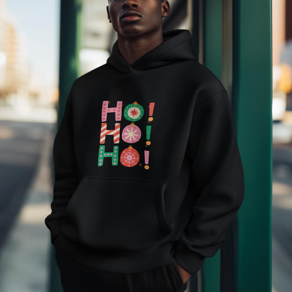 Men's HoHoHo Christmas Hoodie Sweatshirt White by ZealforTee