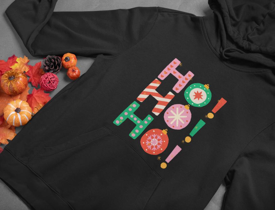 Men's HoHoHo Christmas Hoodie Sweatshirt White by ZealforTee