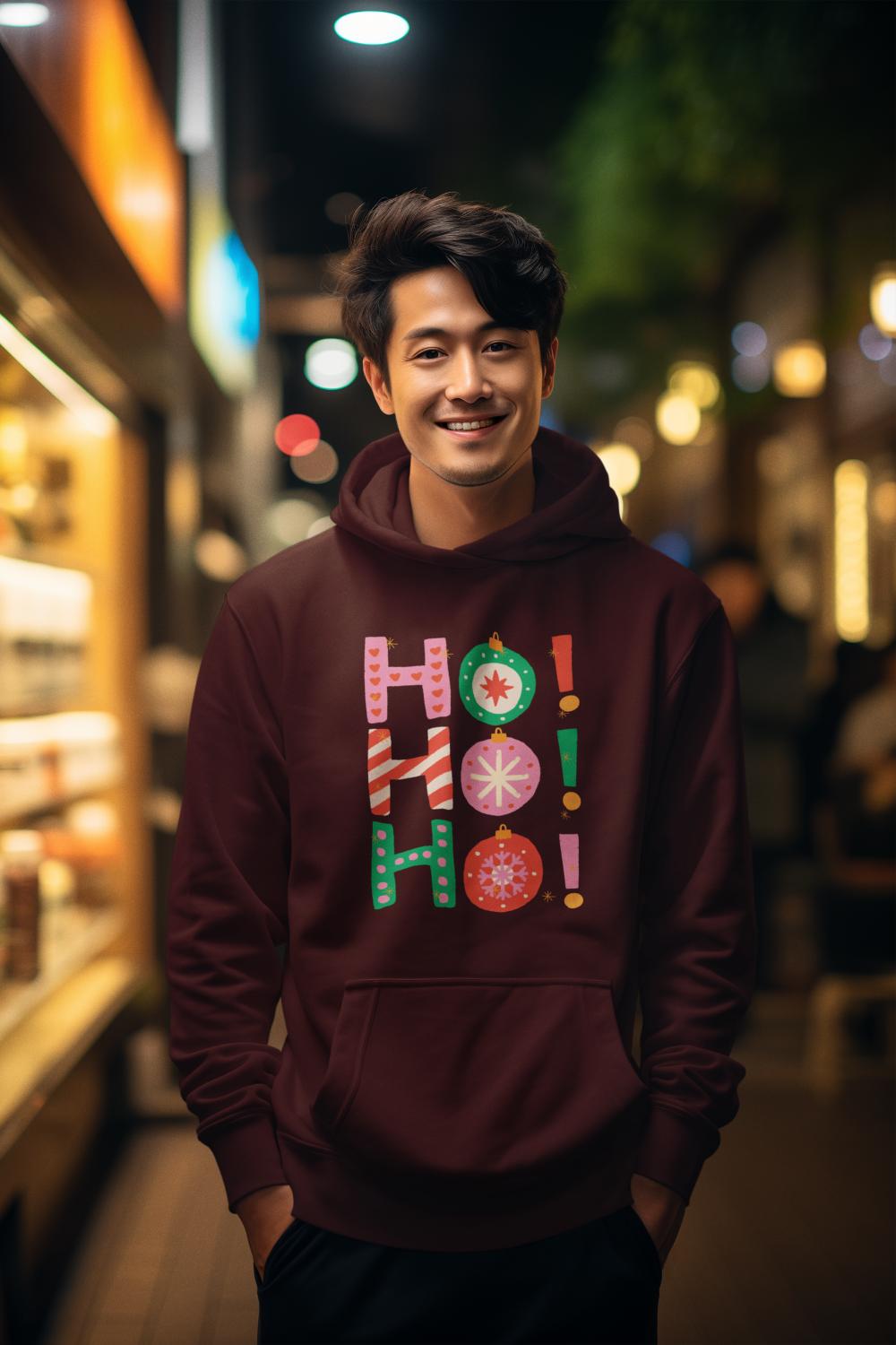 Men's HoHoHo Christmas Hoodie Sweatshirt Maroon by ZealforTee