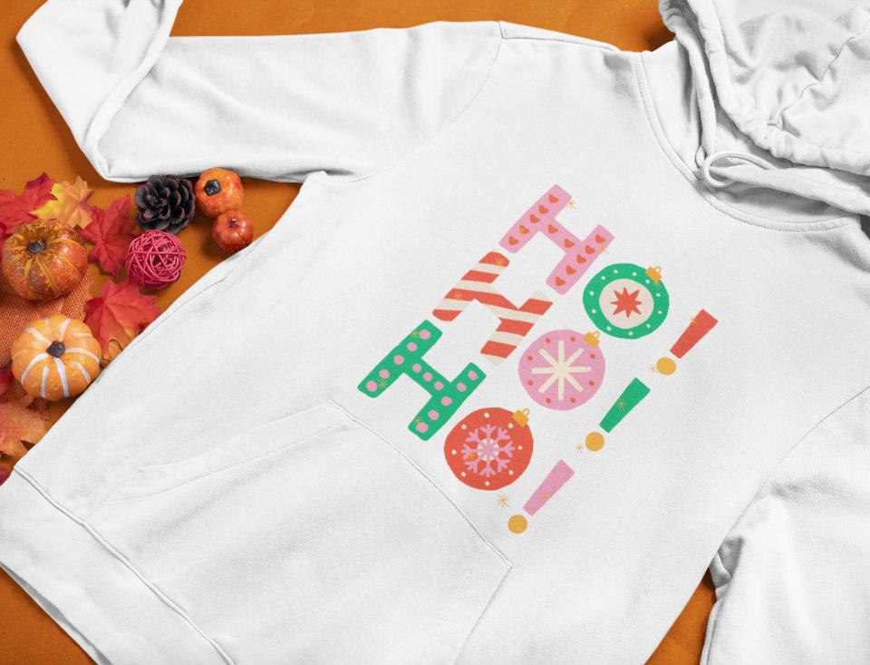 Men's HoHoHo Christmas Hoodie Sweatshirt White by ZealforTee