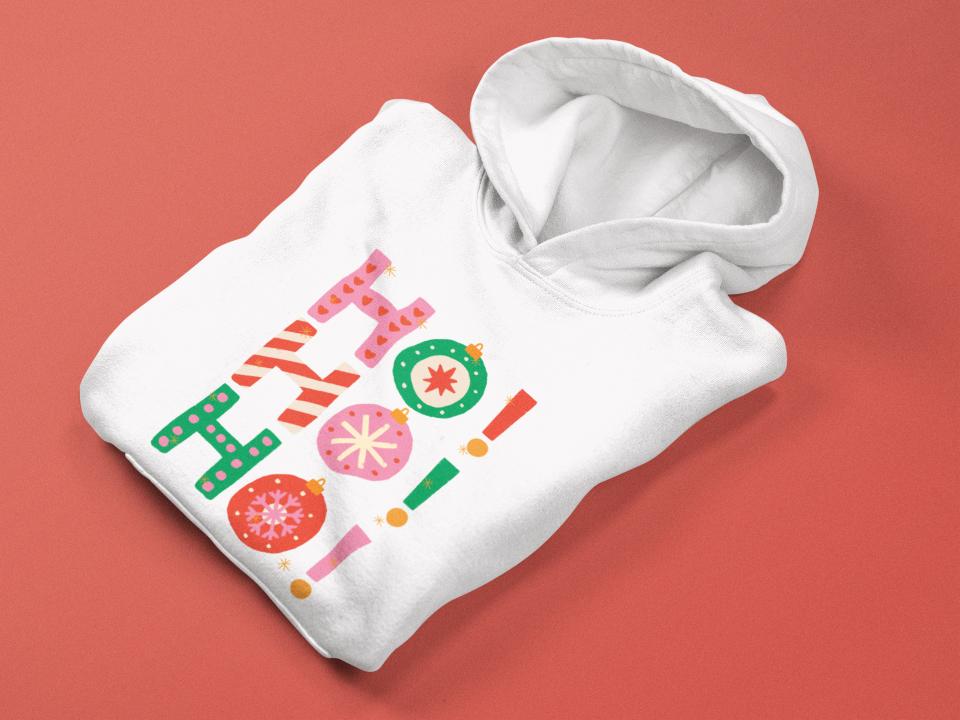 Men's HoHoHo Christmas Hoodie Sweatshirt Black by ZealforTee