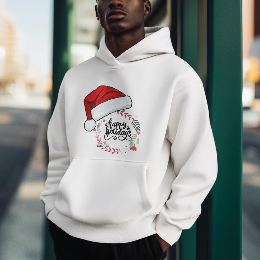 Men's Happy Holiday Christmas Hoodie Maroon by ZealforTee