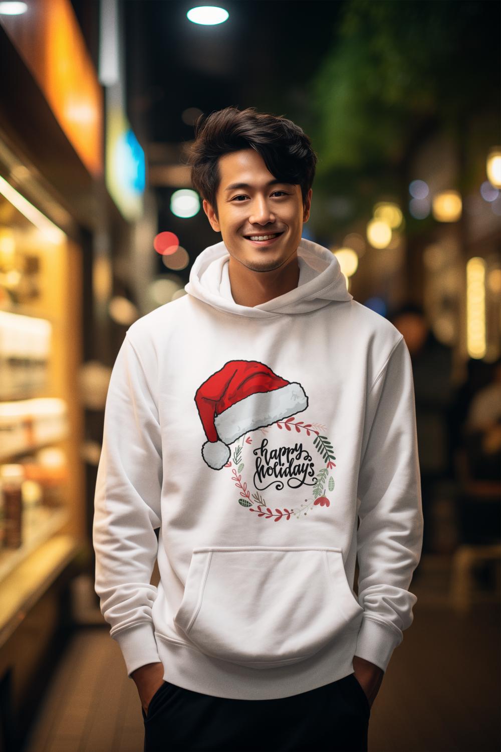 Men's Happy Holiday Christmas Hoodie White by ZealforTee