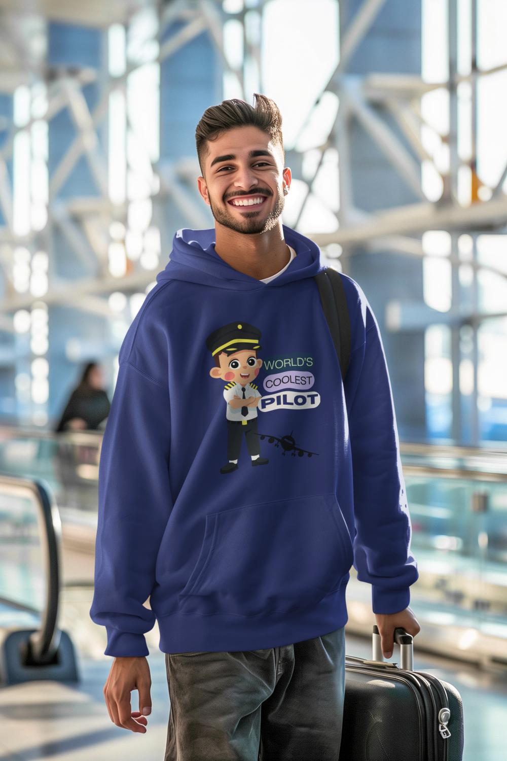 Men's Coolest Pilot Hoodie Sweatshirt White by ZealforTee