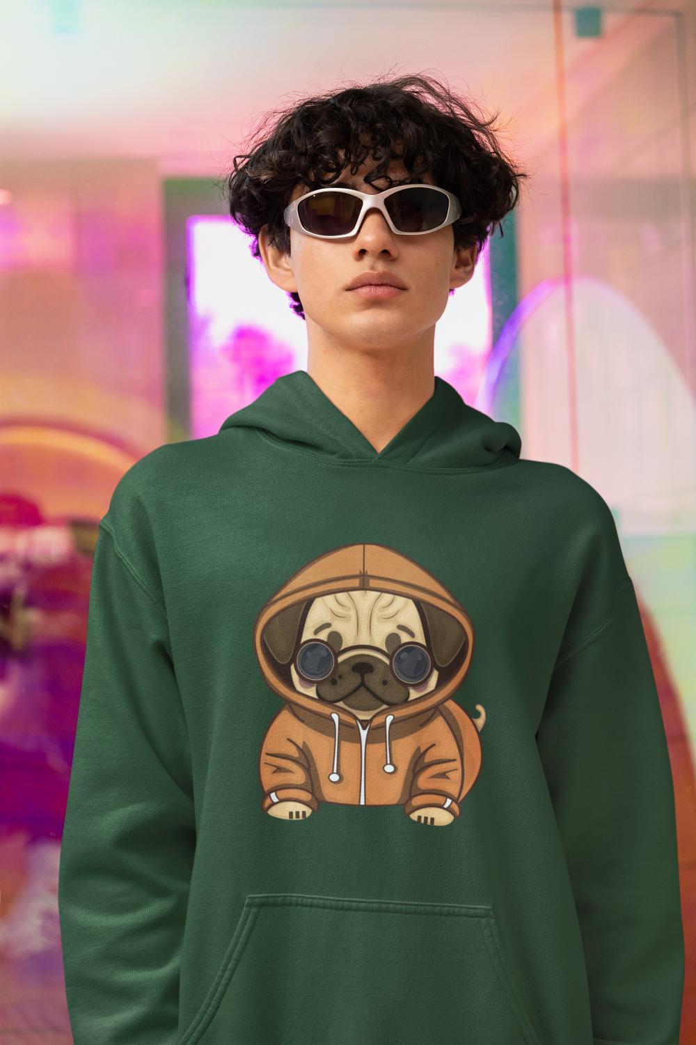 Men's Hoodie Pups Hoodie Sweatshirt Black by ZealforTee