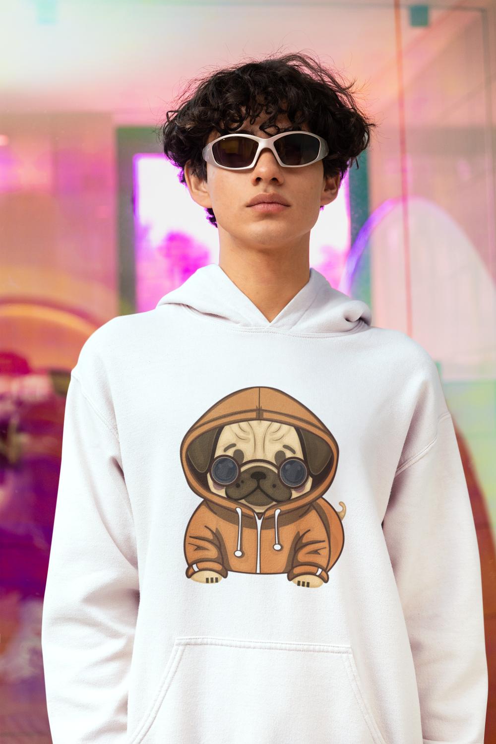 Men's Hoodie Pups Hoodie Sweatshirt White by ZealforTee