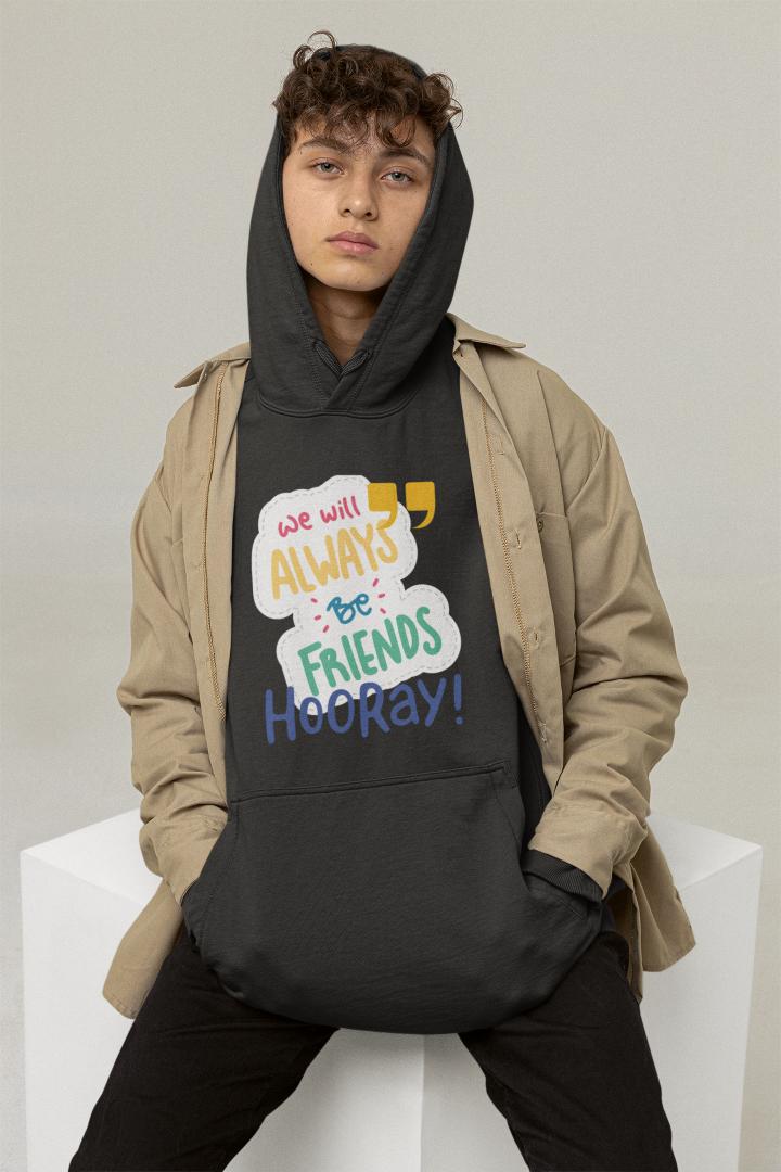 Men's Always Friends Typography Hoodie Sweatshirt Royal Blue by ZealforTee