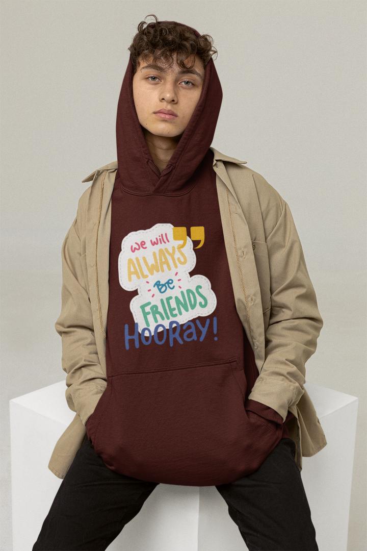 Men's Always Friends Typography Hoodie Sweatshirt Royal Blue by ZealforTee