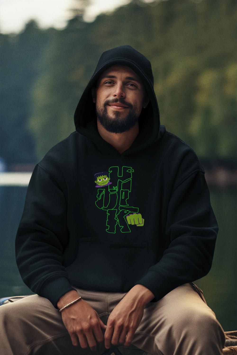Men's Hulk Hooded Sweatshirt S by ZealforTee