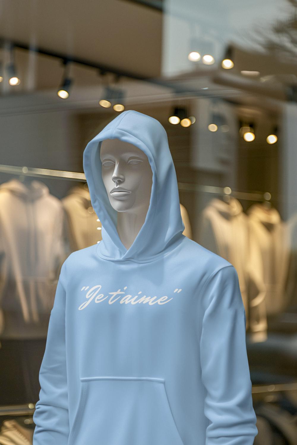 Men's Jet'aime Hoodie Sweatshirt Baby Blue by ZealforTee