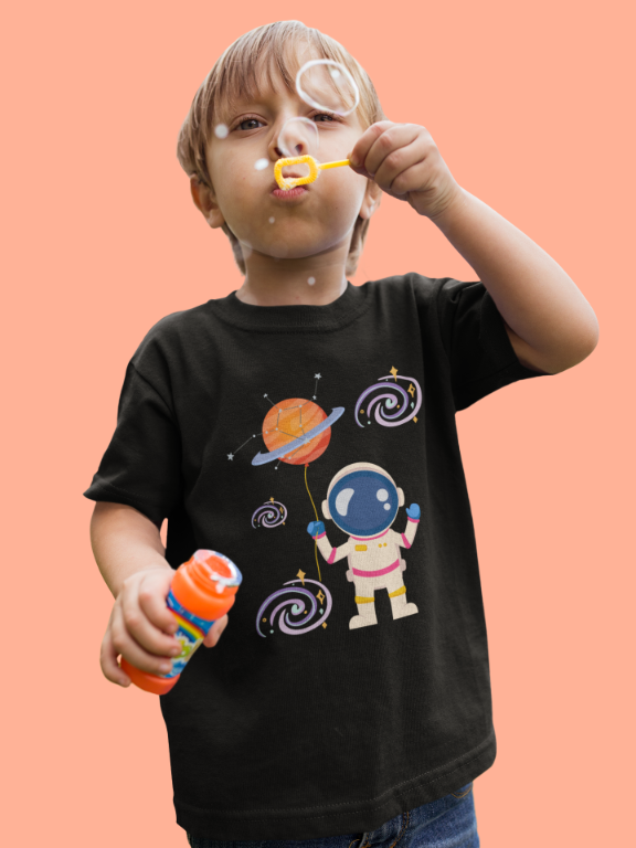 Kid's Astronaut Unisex T-shirt Black by ZealforTee