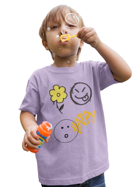 Kid's Carefree Happy Unisex T-shirt Iris Lavender by ZealforTee