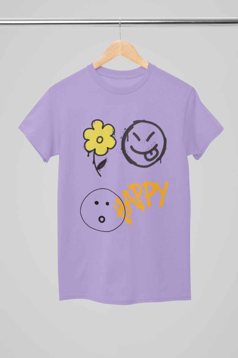Kid's Carefree Happy Unisex T-shirt Iris Lavender by ZealforTee