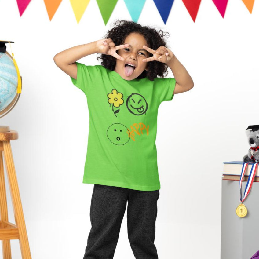 Kid's Carefree Happy Unisex T-shirt Liril Green by ZealforTee