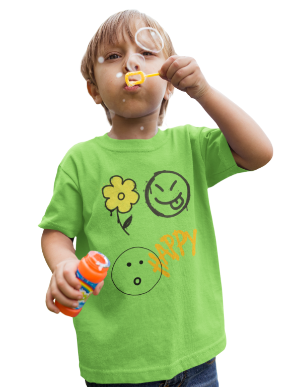Kid's Carefree Happy Unisex T-shirt Liril Green by ZealforTee