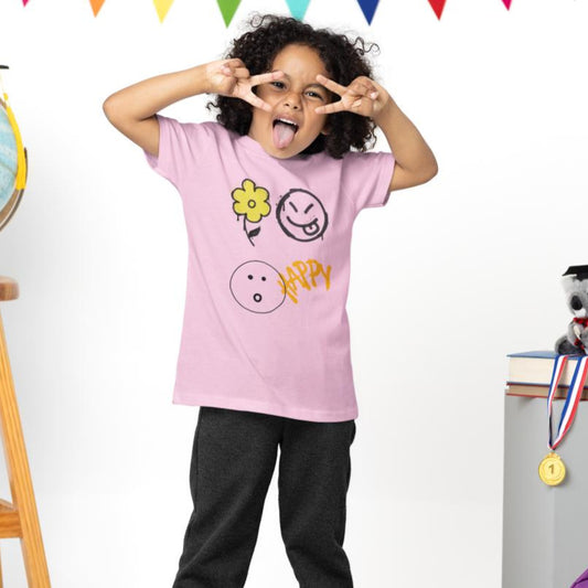 Kid's Carefree Happy Unisex T-shirt Light Pink by ZealforTee