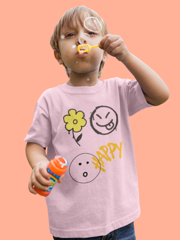 Kid's Carefree Happy Unisex T-shirt Light Pink by ZealforTee