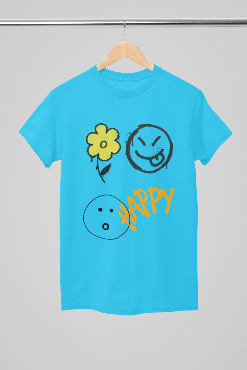 Kid's Carefree Happy Unisex T-shirt Sky Blue by ZealforTee