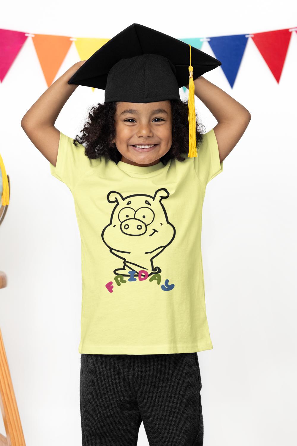 Kid's Piggy Friday Unisex T-shirt Sky Blue by ZealforTee