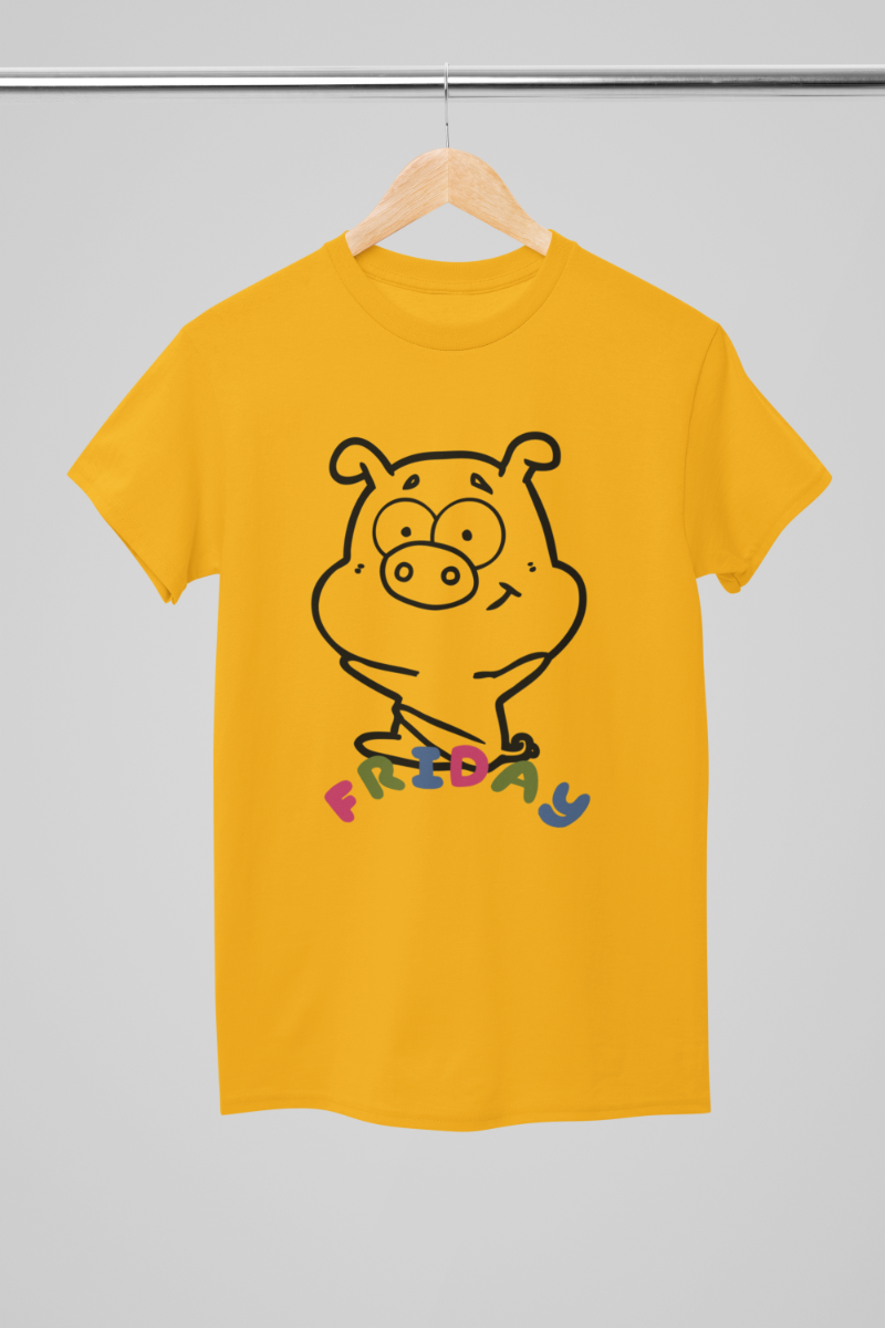 Kid's Piggy Friday Unisex T-shirt Butter Yellow by ZealforTee