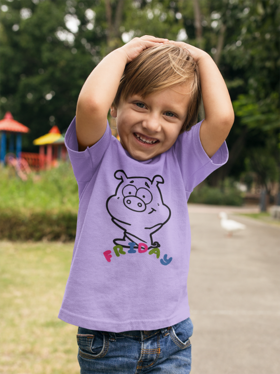 Kid's Piggy Friday Unisex T-shirt Orange by ZealforTee