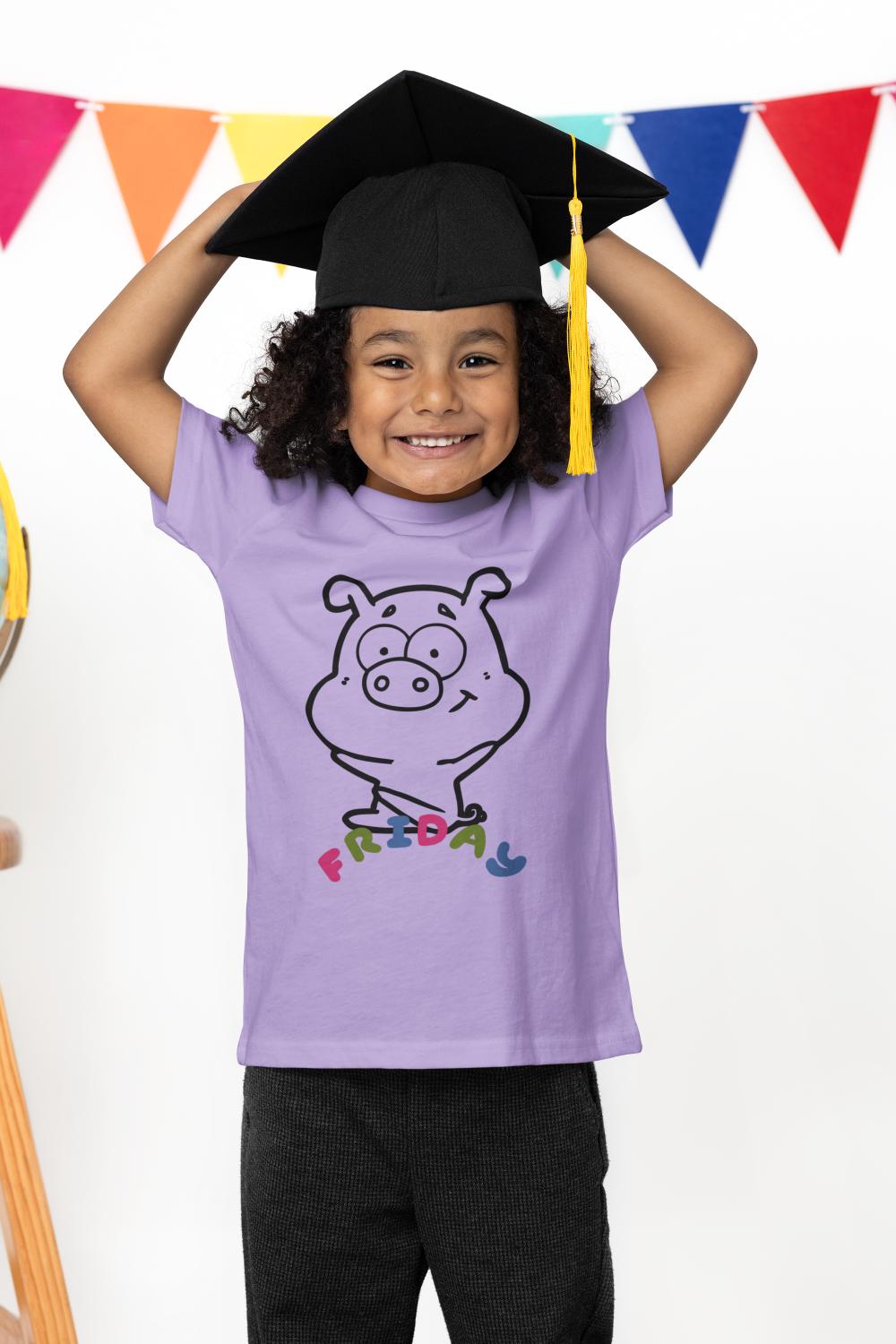 Kid's Piggy Friday Unisex T-shirt Orange by ZealforTee